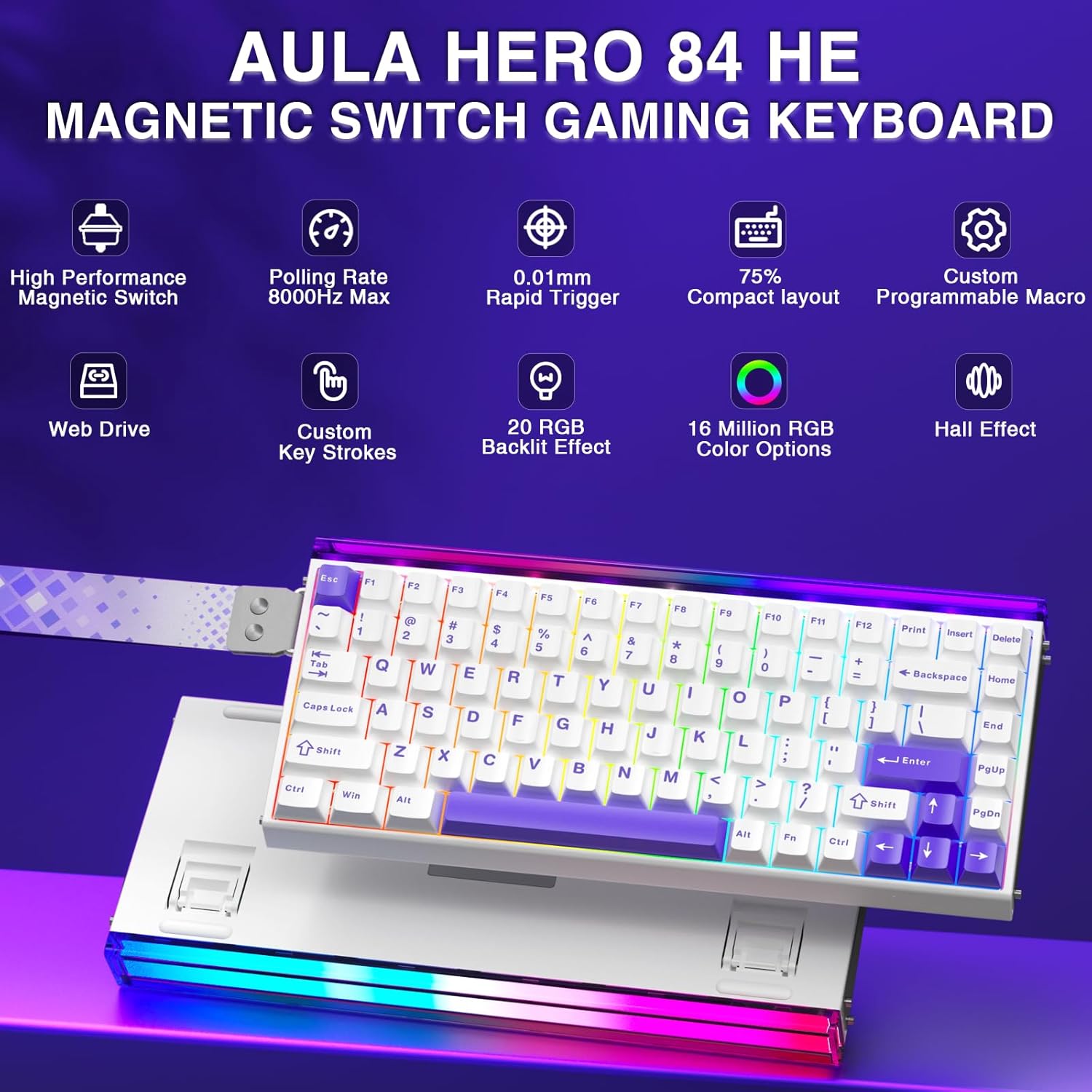 Teclado 75% Magnetico HERO84 HE Rapid Trigger
