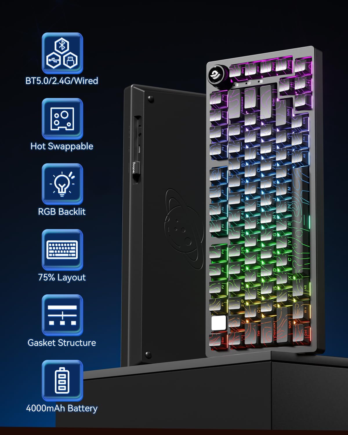 Teclado 75% Hi75C Pro Aluminio Inalámbrico/Cableado