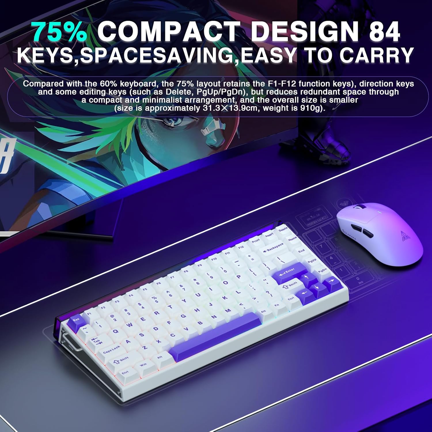 Teclado 75% Magnetico HERO84 HE Rapid Trigger