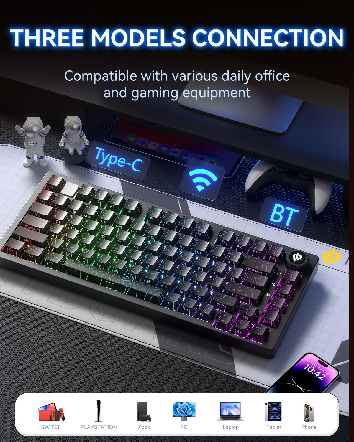 Teclado 75% Hi75C Pro Aluminio Inalámbrico/Cableado