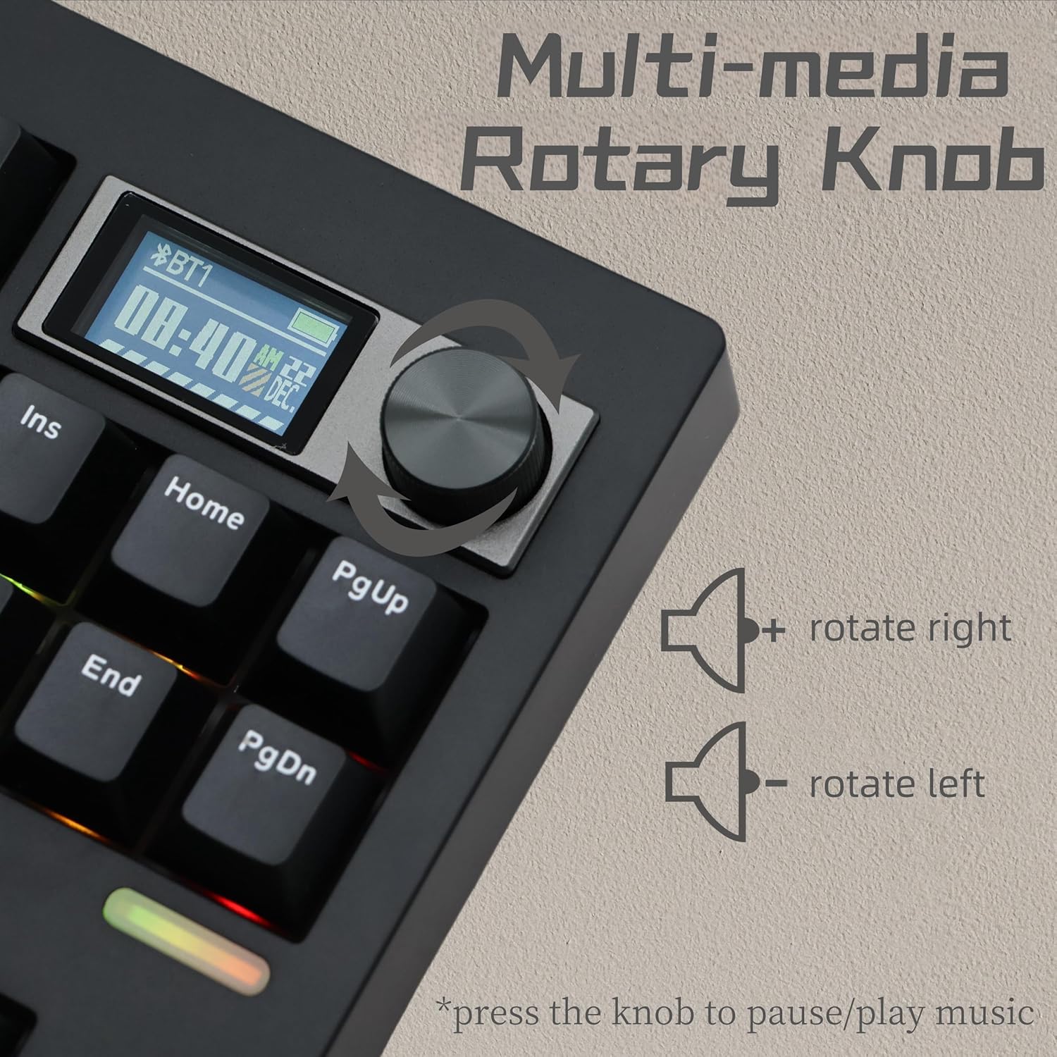 Teclado LVL80 Kit LCD + Knob Inalámbrico/Cableado