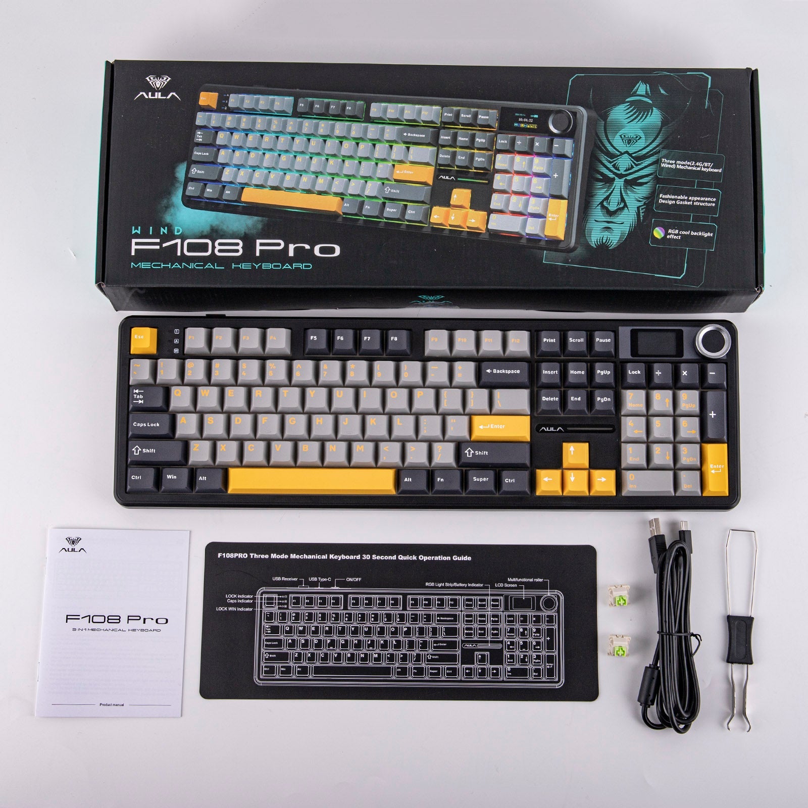 Teclado 100% F108 Pro Inalámbrico/Cableado